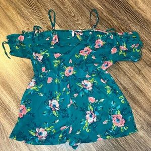 Green floral romper